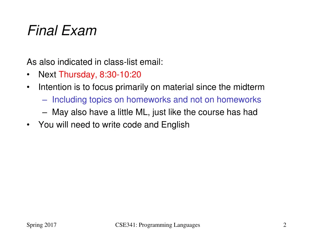 final exam