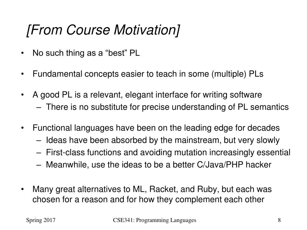 from course motivation