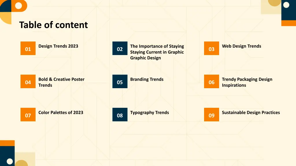 table of content