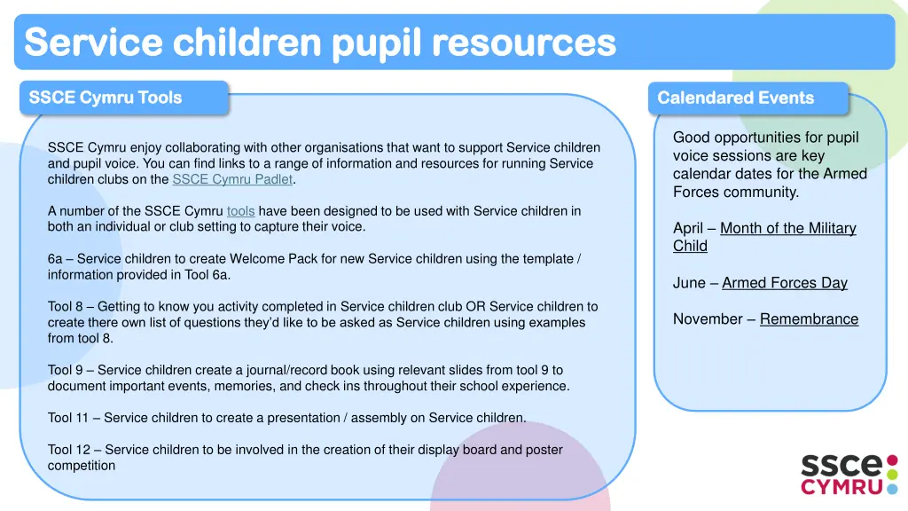 service children pupil resources service children