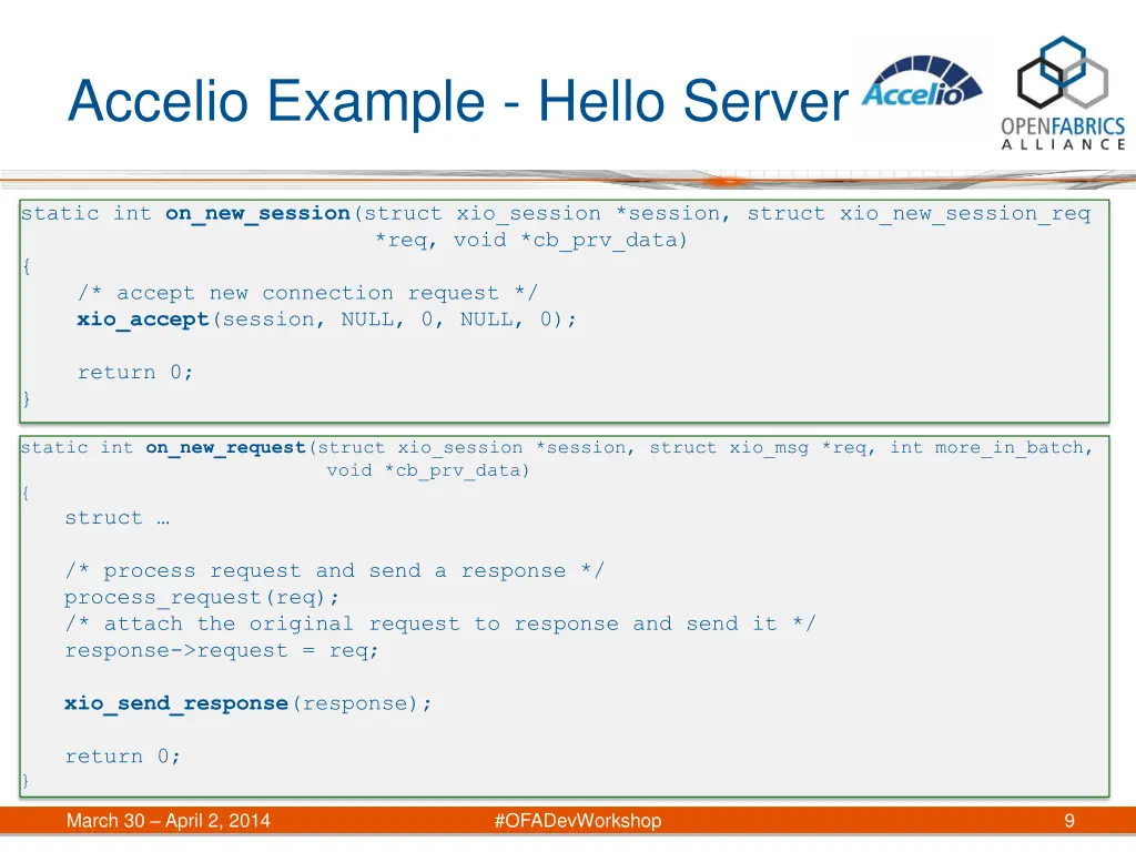 accelio example hello server 1