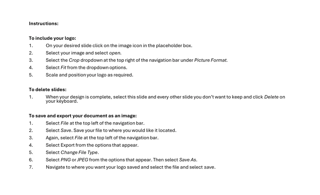 instructions