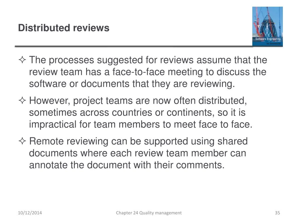 distributed reviews