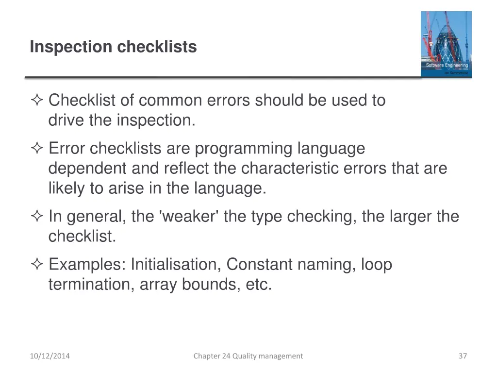 inspection checklists