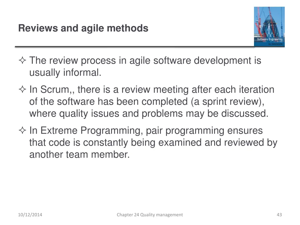 reviews and agile methods