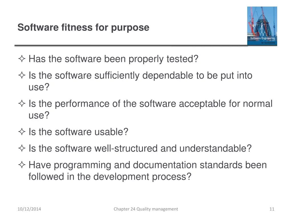 software fitness for purpose