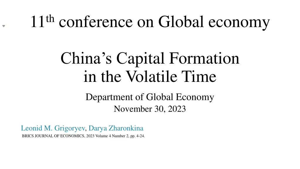 11 th conference on global economy