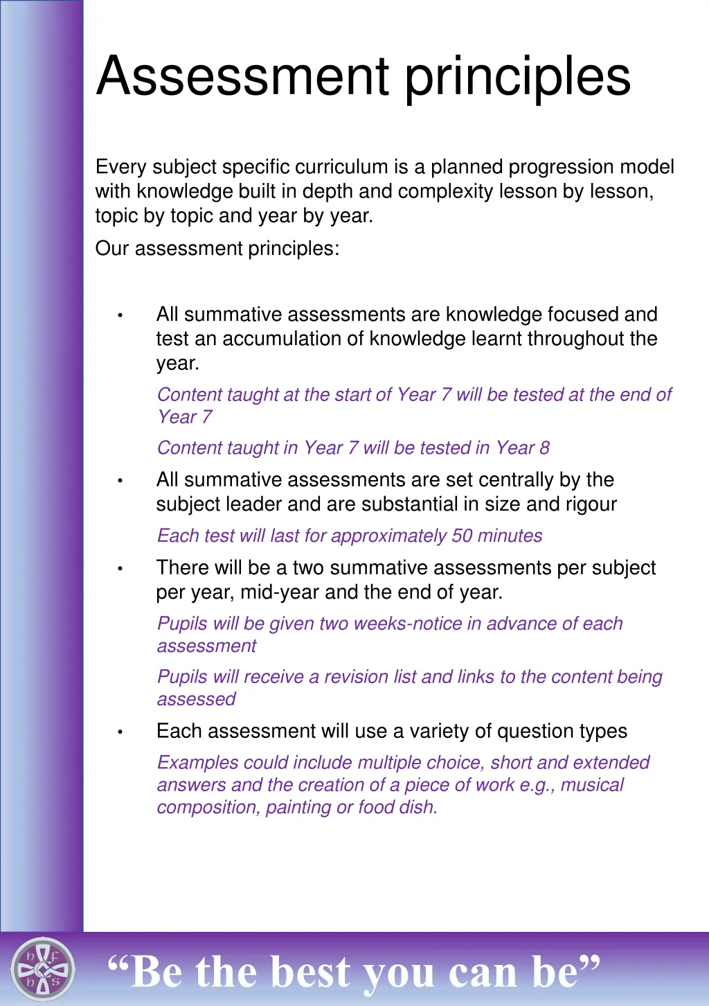 assessment principles