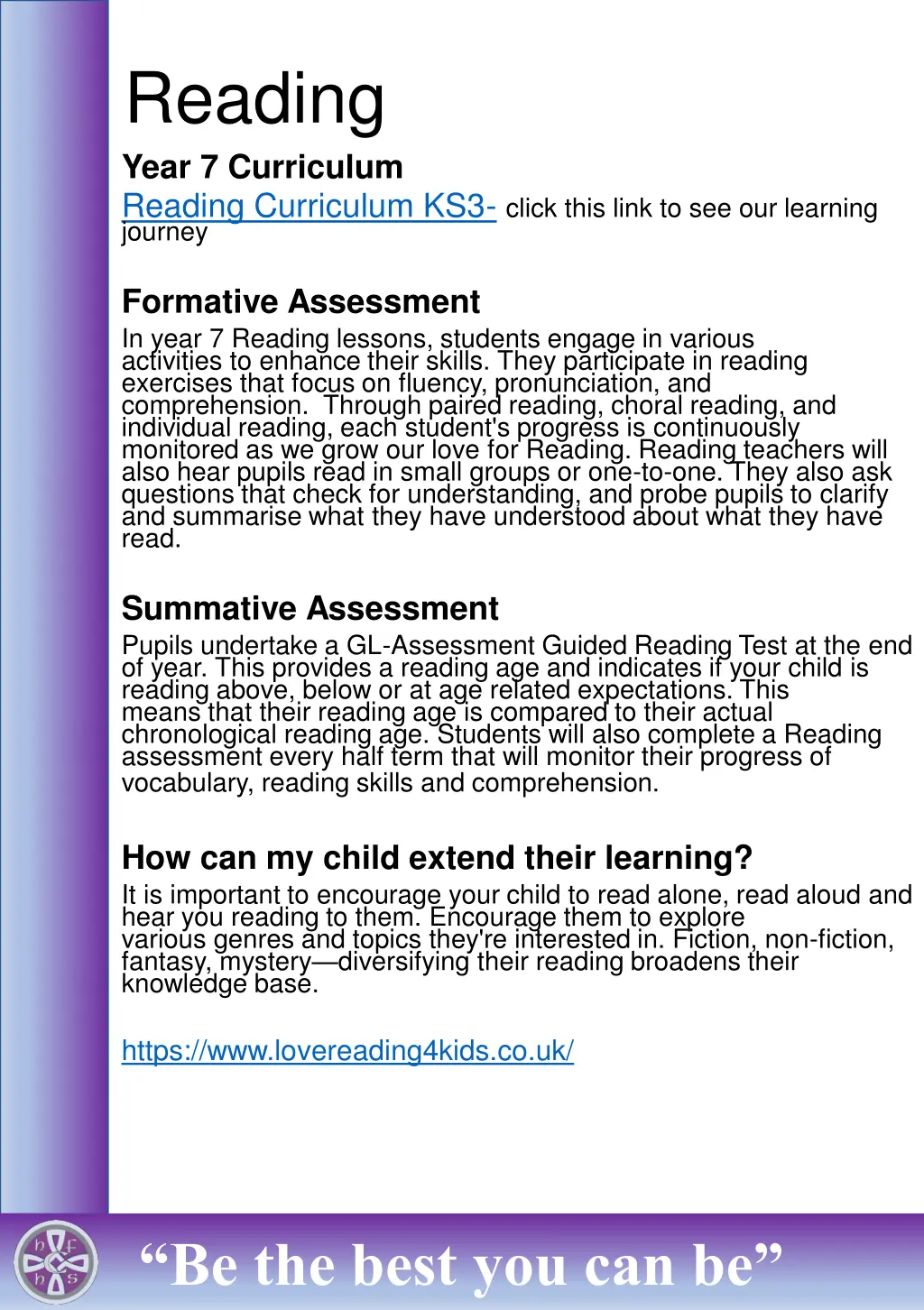 reading year 7 curriculum reading curriculum