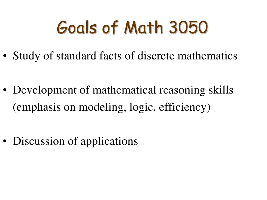 goals of math 3050