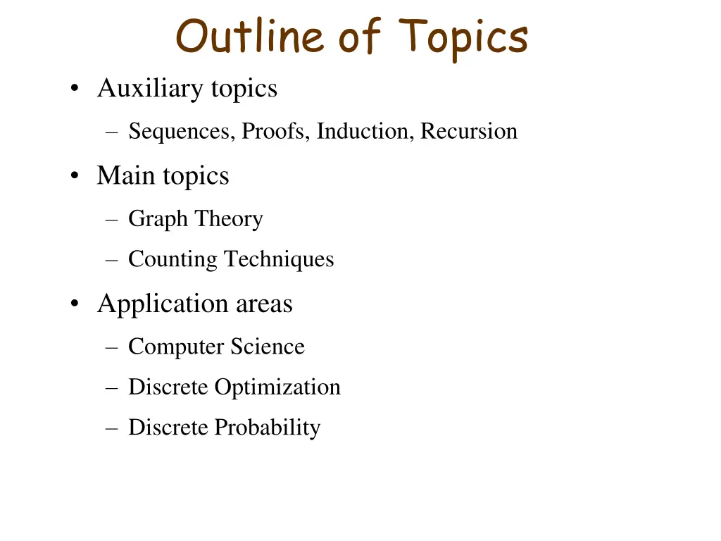 outline of topics auxiliary topics