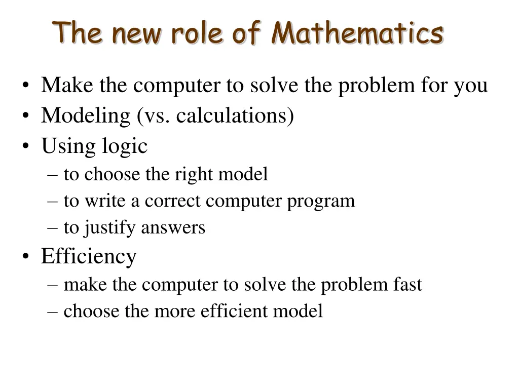 the new role of mathematics