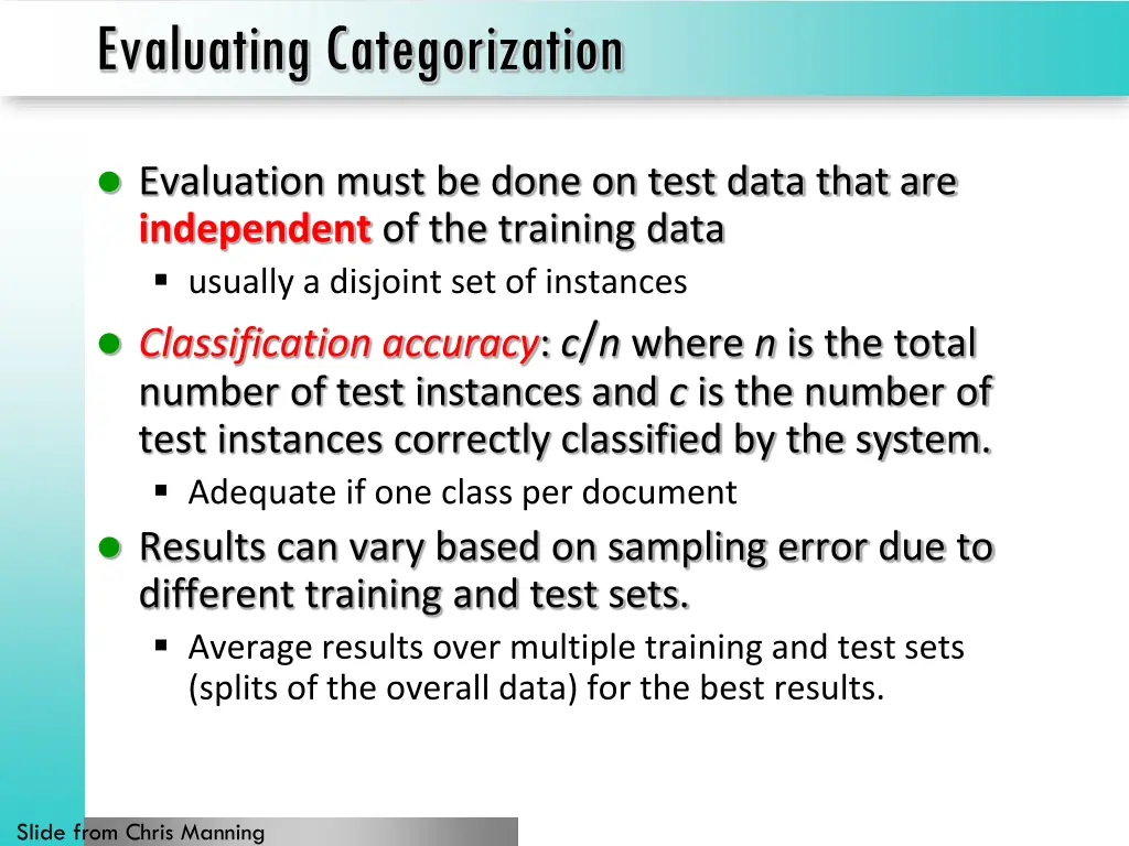 evaluating categorization
