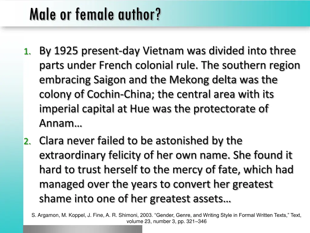 male or female author