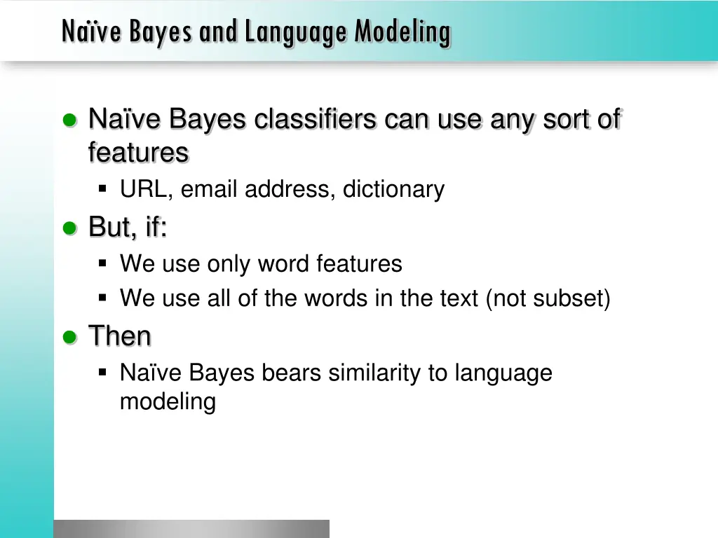 na ve bayes and language modeling
