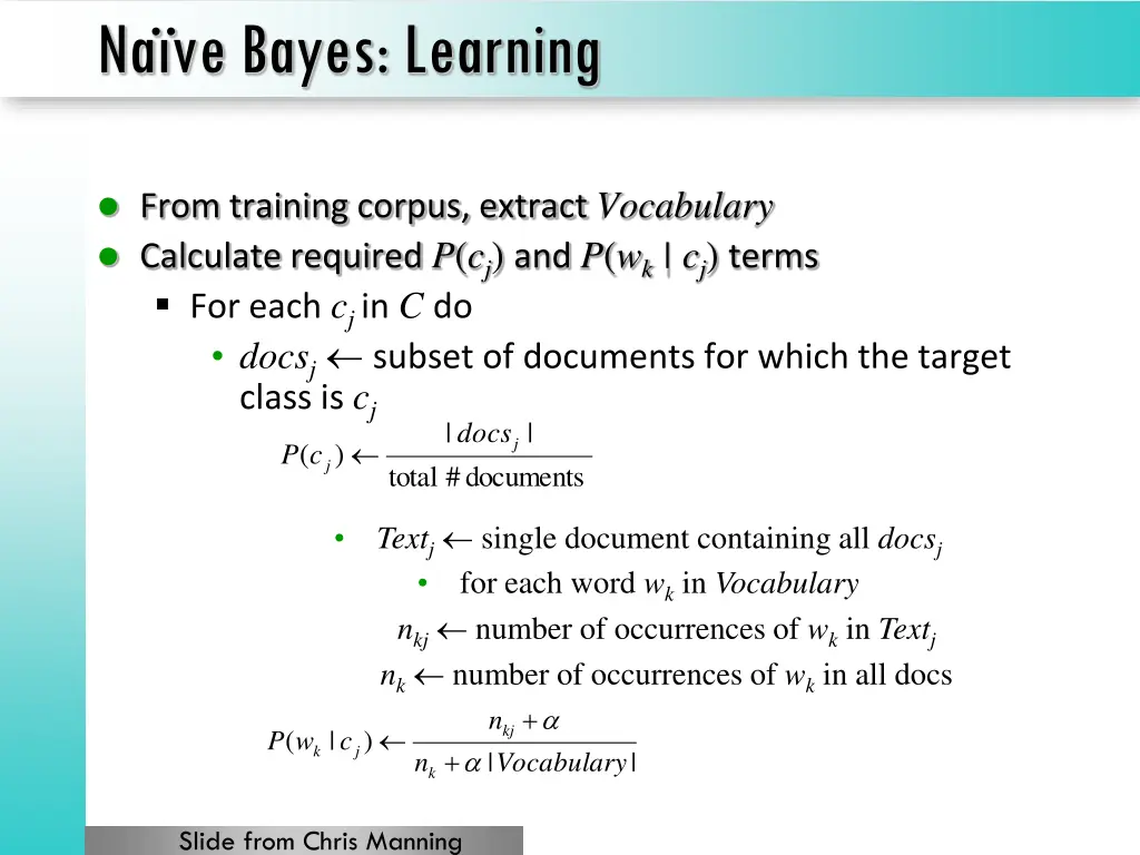 na ve bayes learning