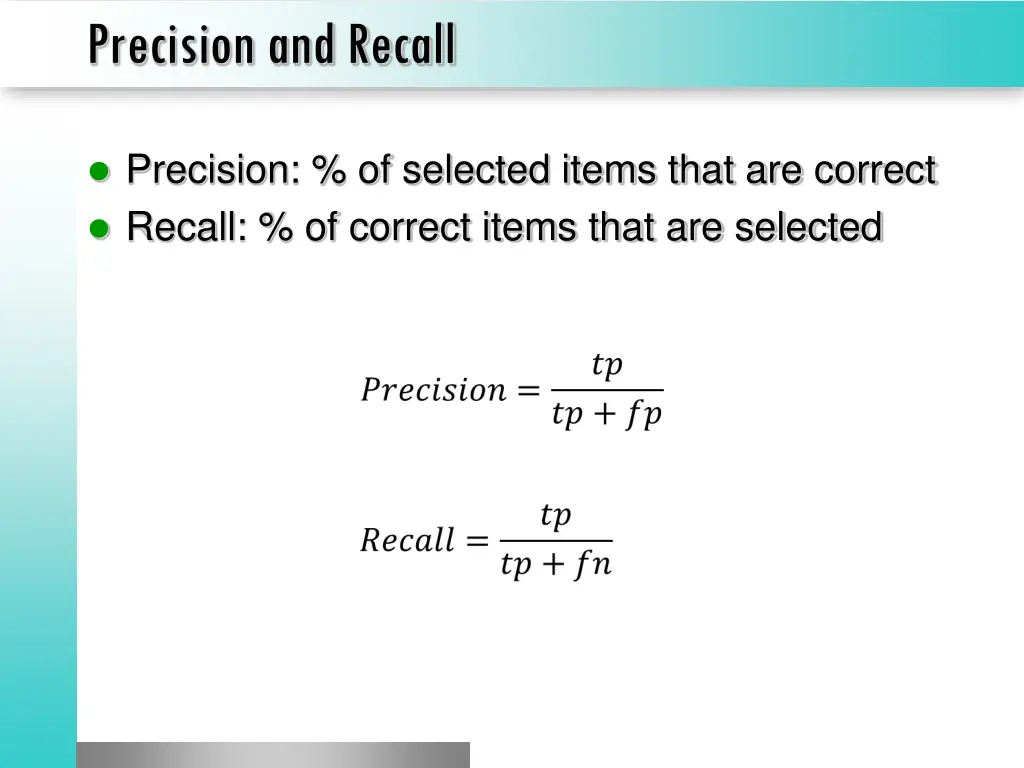 precision and recall
