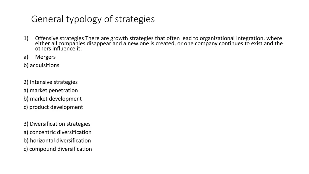general typology of strategies