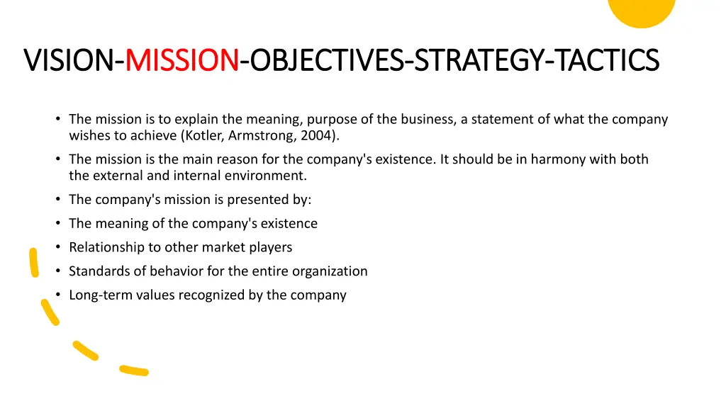 vision vision mission mission objectives 1