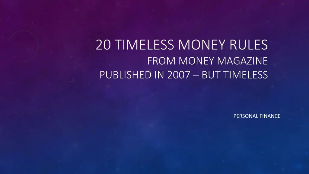 20 timeless money rules from money magazine