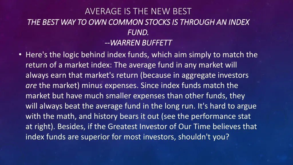 average is the new best