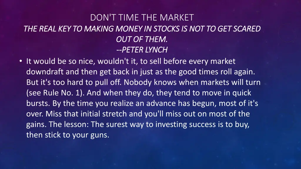 don t time the market