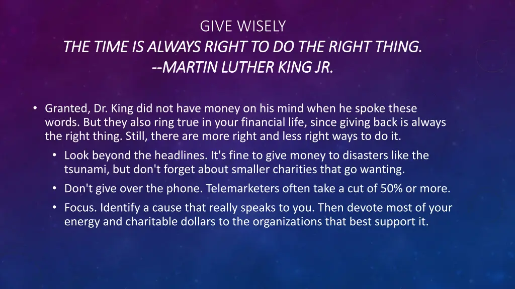 give wisely