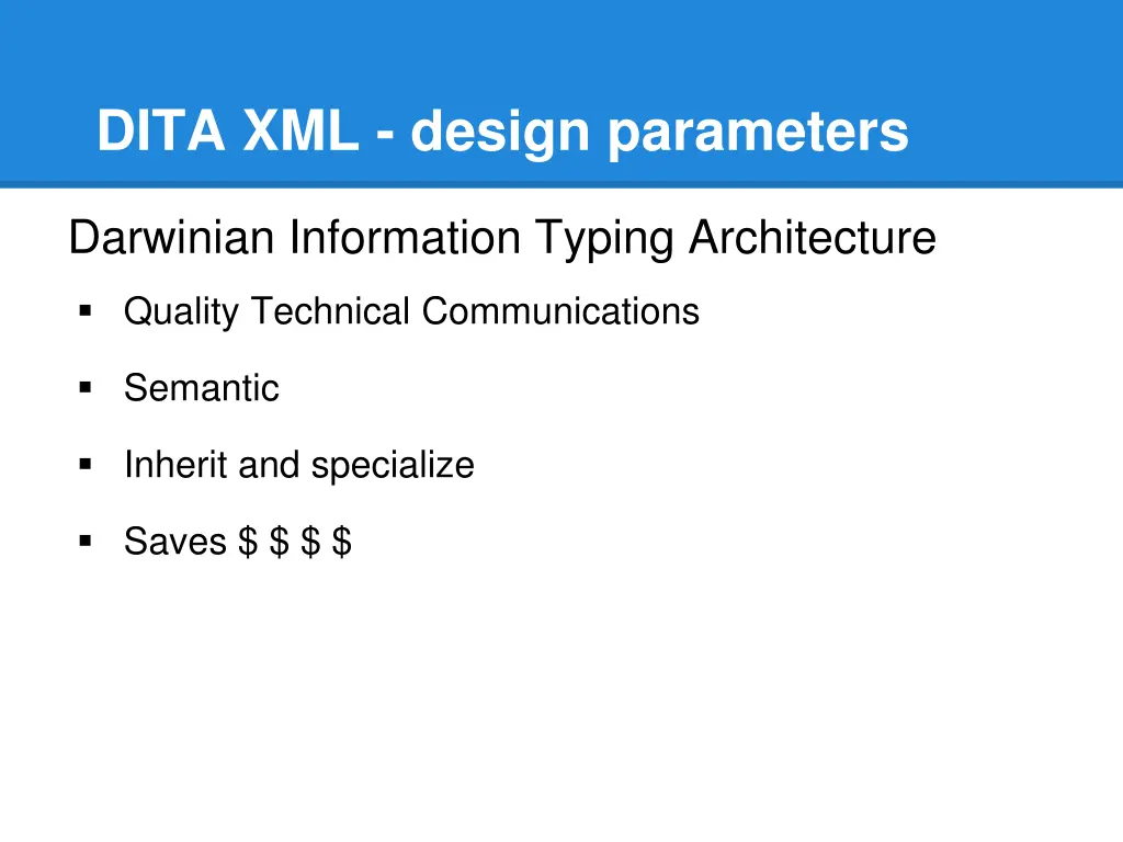 dita xml design parameters