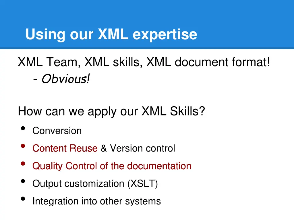 using our xml expertise