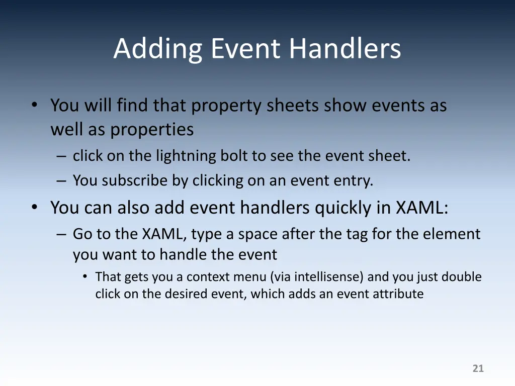 adding event handlers