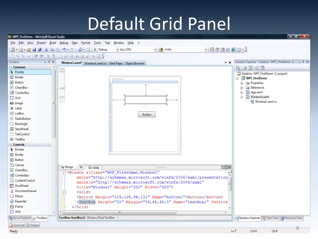 default grid panel