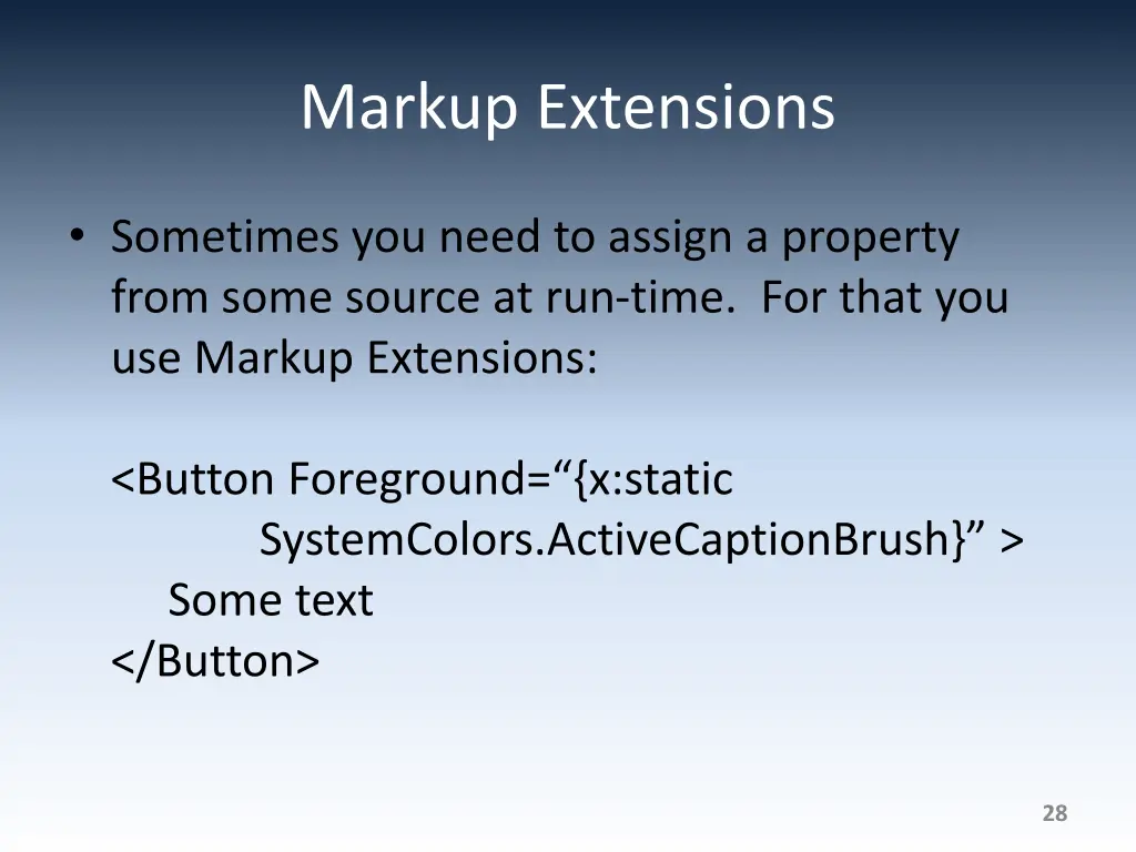 markup extensions