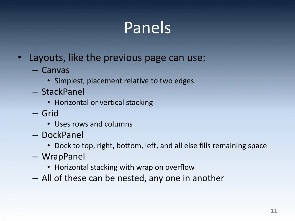 panels