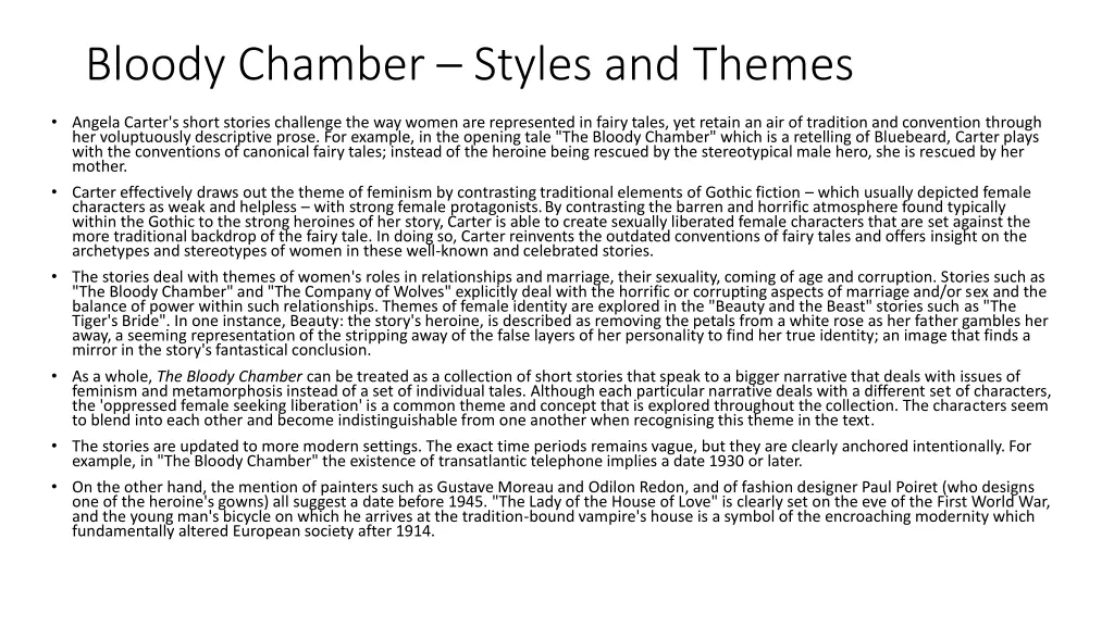 bloody chamber styles and themes