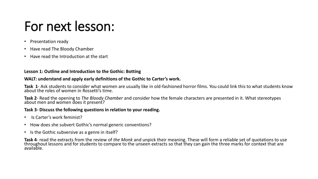 for next lesson for next lesson