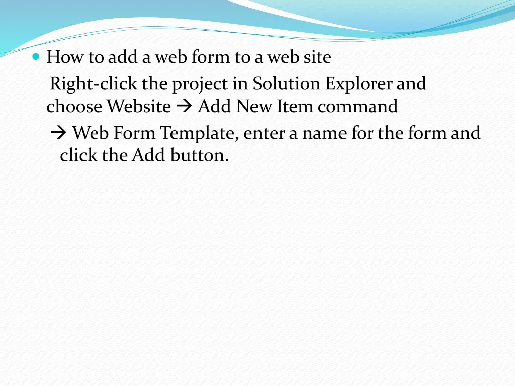 how to add a web form to a web site right click