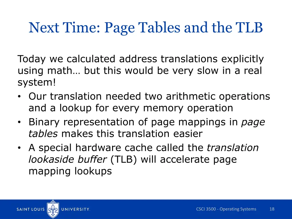 next time page tables and the tlb