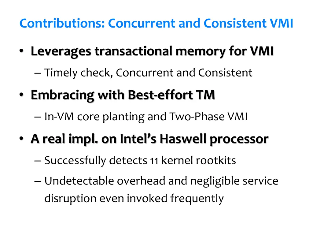 contributions concurrent and consistent vmi
