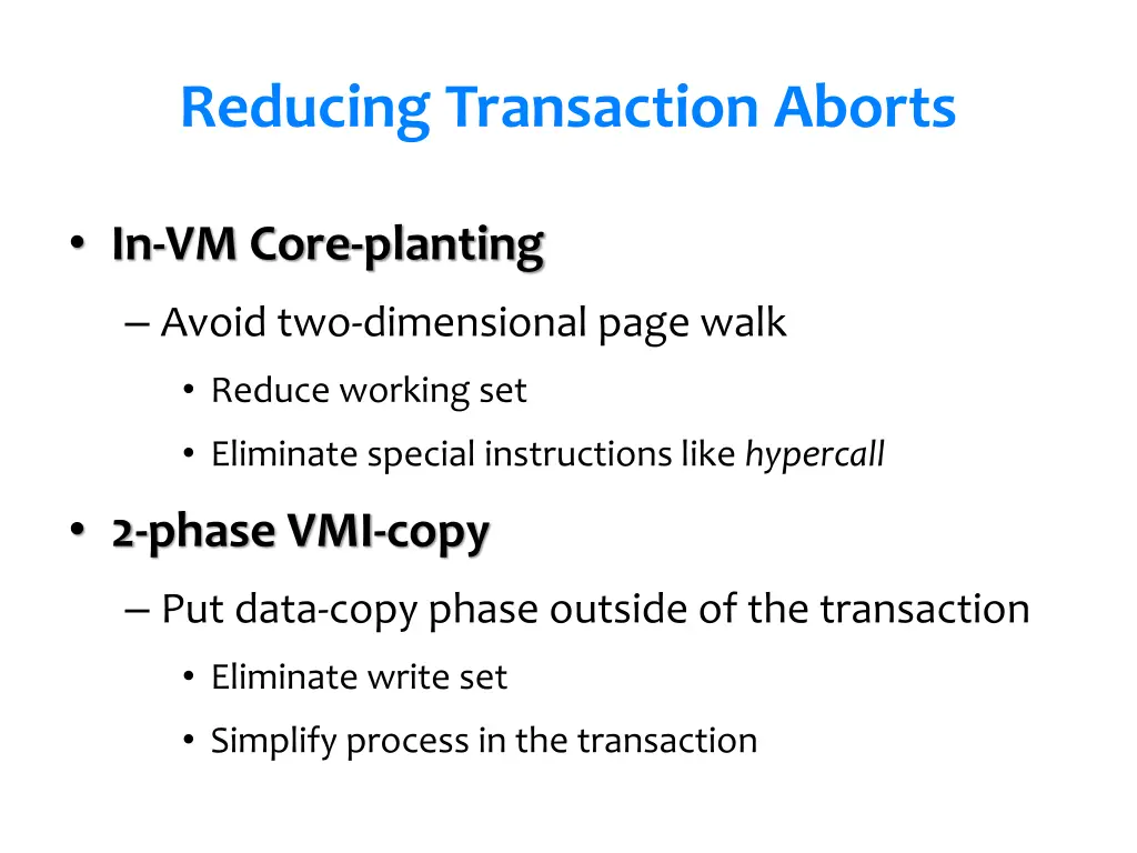 reducing transaction aborts
