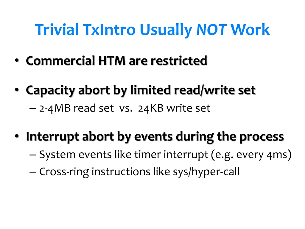 trivial txintro usually not work