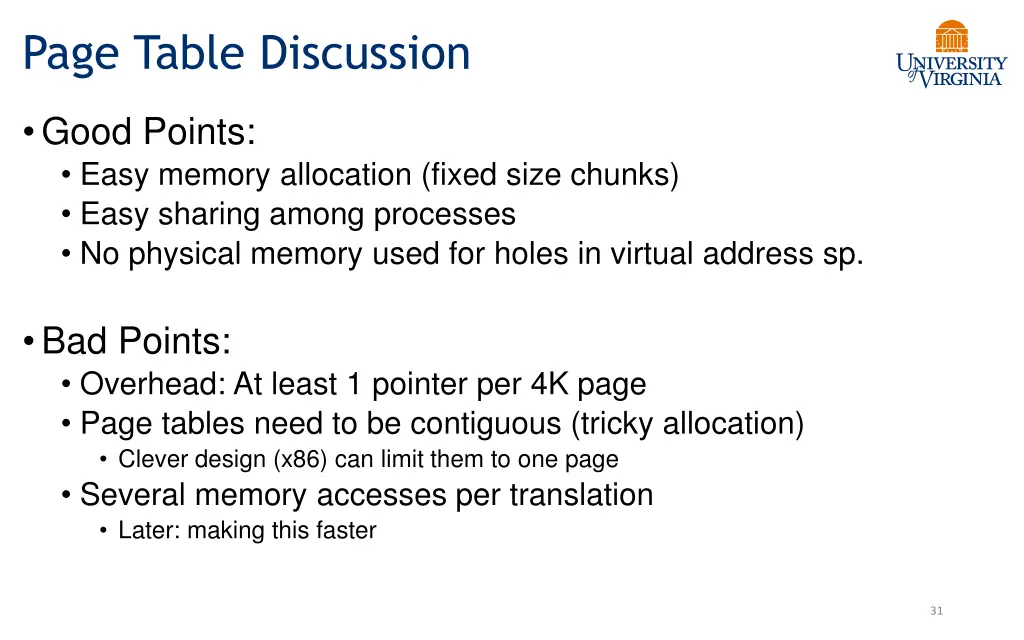 page table discussion
