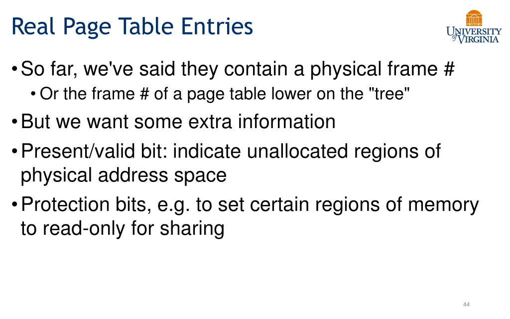 real page table entries