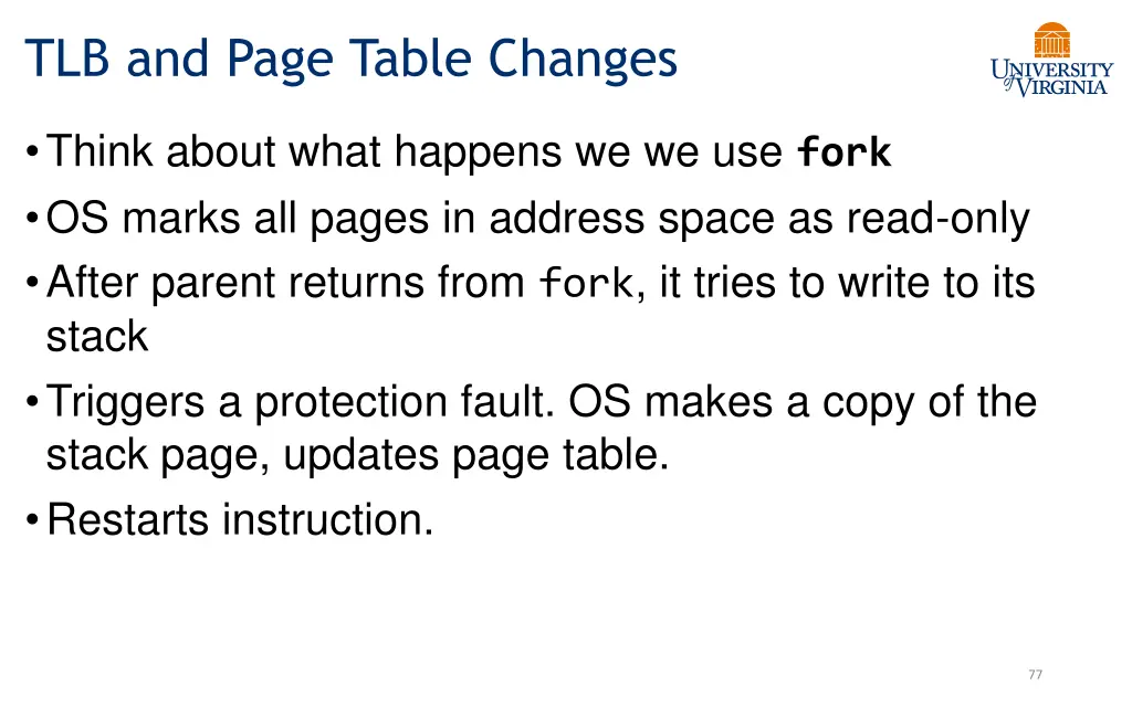 tlb and page table changes