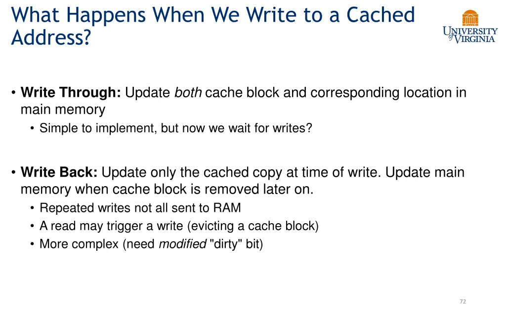 what happens when we write to a cached address