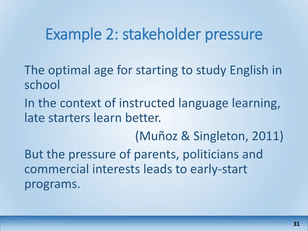 example 2 stakeholder pressure example