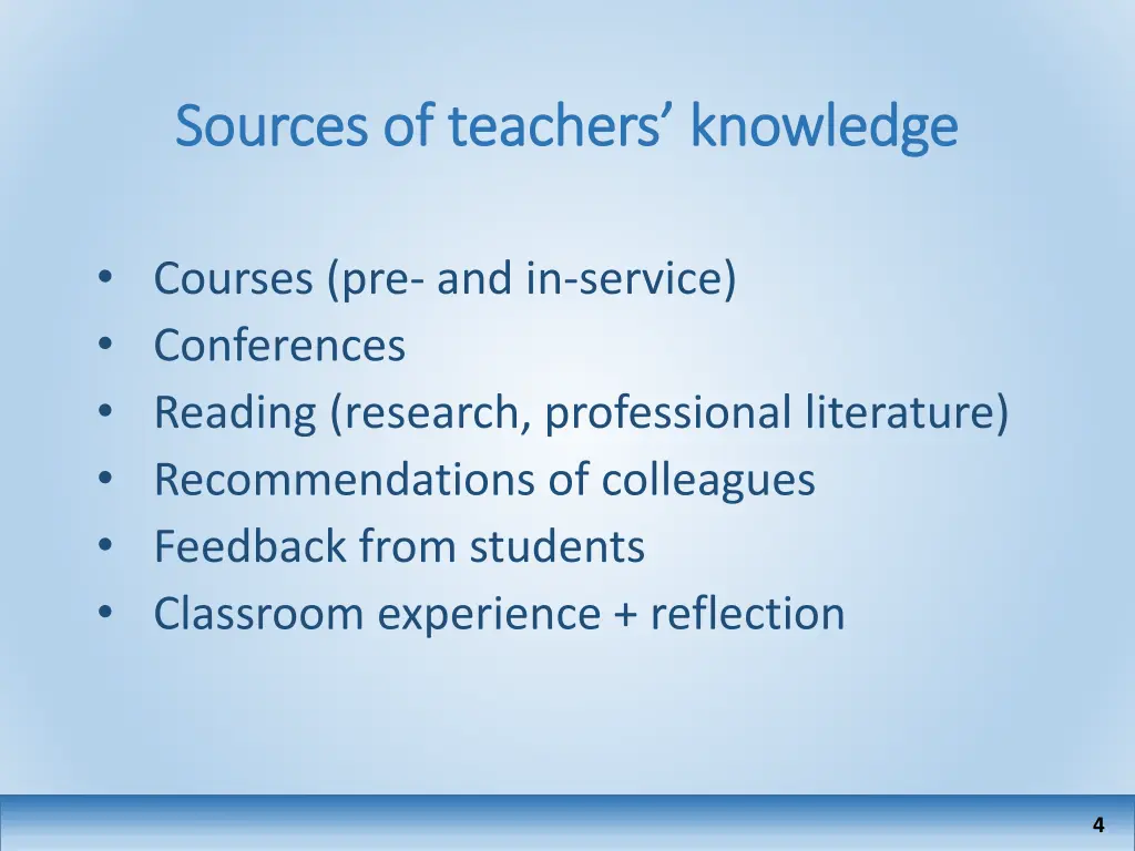 sources of teachers knowledge sources of teachers