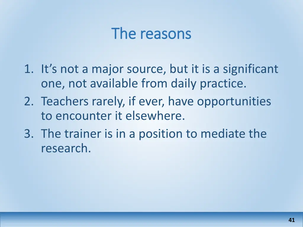 the reasons the reasons