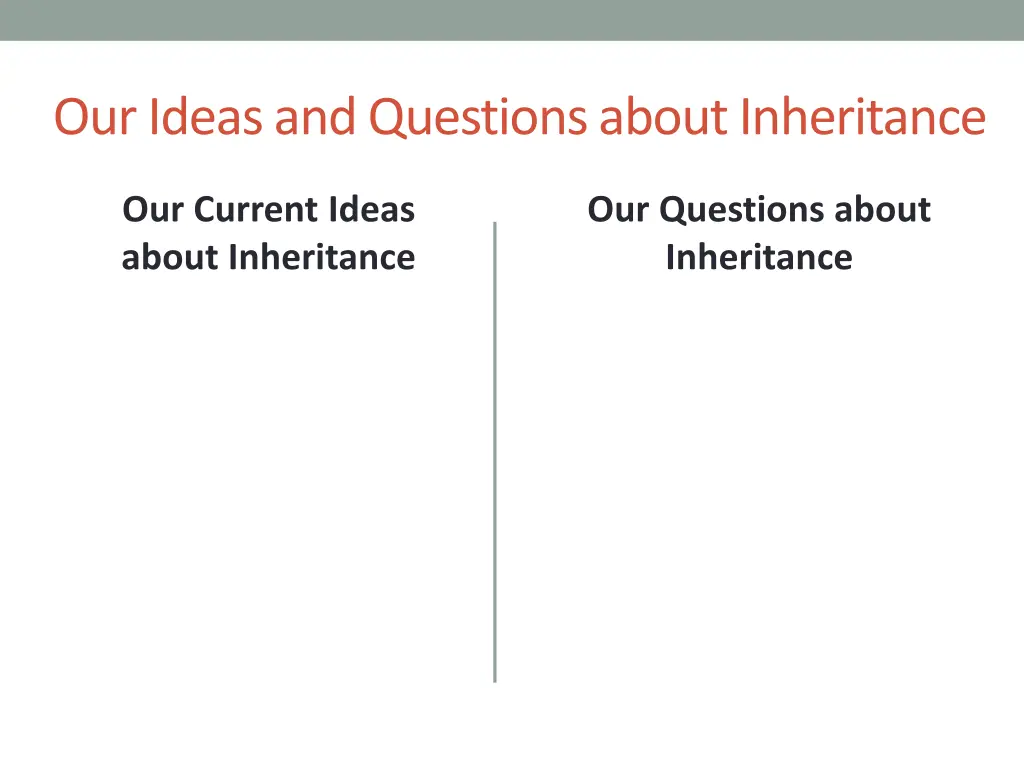 our ideas and questions about inheritance