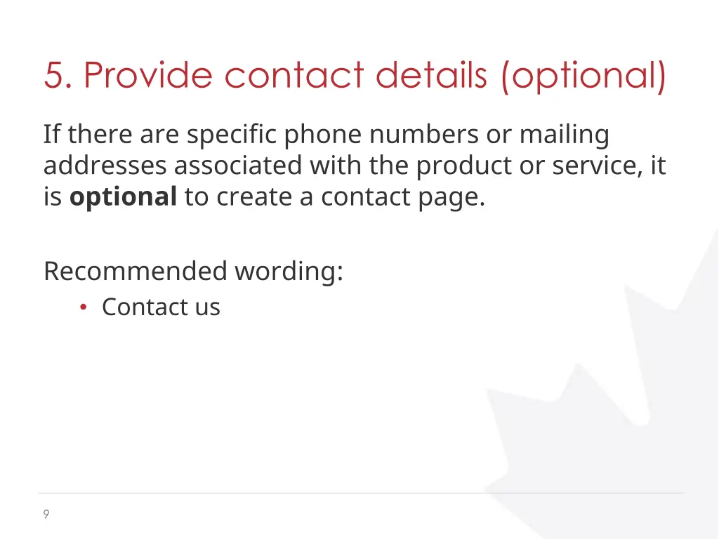 5 provide contact details optional