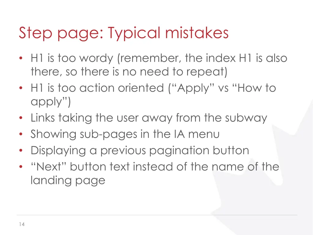 step page typical mistakes